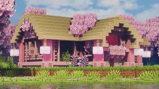 🌸 Small Cherry Blossom House for 13 Players 🏠 Minecraft Tutorial [upl. by Critta477]