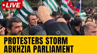 Abkhazia Protest LIVE  Protests In Abkhazia Parliament Over Russian Deal  Black Sea  N18G [upl. by Dnomar]