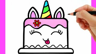 HOW TO DRAW A CUTE CAKE EASY STEP BY STEP [upl. by Ennirac]