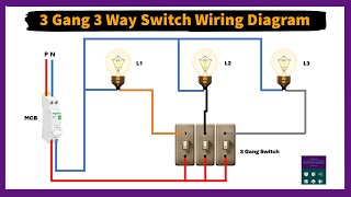 Electrical House Installation 3 Gang 3 Way Switch Wiring Diagram [upl. by Samuela249]