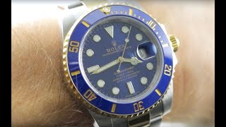 Rolex Submariner Blue Bezel Steel Gold 116613LB Rolex Watch Review [upl. by Inaflahk]