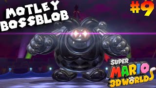 Super Mario 3D World Part 9  MOTLEY BOSSBLOBS BIG BATTLE [upl. by Lyrej]