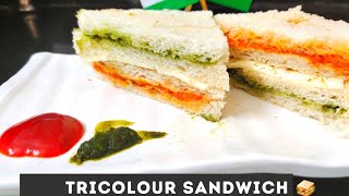 TriColour Sandwich Tricolour Snacks 5 min cooking independencedayrecipe [upl. by Alhahs33]