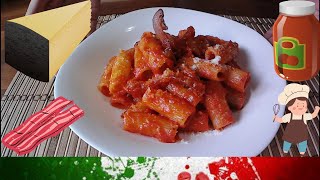 RIGATONI ALLAMATRICIANA ricetta tradizionale originale facile e veloce  La cucina di casa mia [upl. by Ireland]