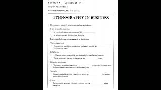 Ethnography in Business  IELTS LISTENING TEST  SECTION4 [upl. by Mathia699]