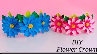 DIY Handmade Paper Flower Crown  How To Make Flowers paper Crown Flowers Headband 🌷 👑 DIY viral [upl. by Hsital]