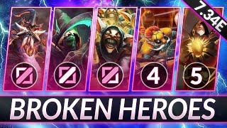 4 MOST BROKEN HEROES in EVERY ROLE  CLIMB MMR FAST in 734E  Dota 2 Meta Guide [upl. by Nari]