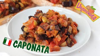 CAPONATA SICILIANA Receta Auténtica  Veganamente [upl. by Aiekam]