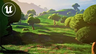 Stylized Zelda Landscape Large Scale PCG Tutorial with Gaea Maps in Unreal Engine [upl. by Apul]