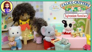 Calico Critters Sylvanian Families Toy Shop Play with new baby critters [upl. by Orazal427]