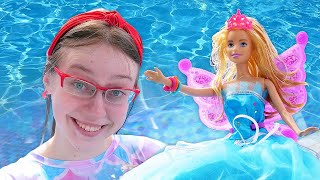 Barbienukke uimaaltaalla Barbie Mermaid amp Barbie Fairy Lasten nuket ja lelut [upl. by Yrrep]