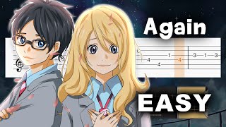 Your Lie in April OST  Again  EASY Guitar tutorial TAB [upl. by Addiego445]