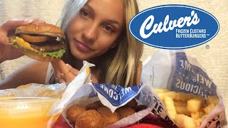 CULVERS EATING ASMR BUTTERBURGER CHEESE CURDS ETC [upl. by Suivatram]