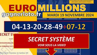 EUROMILLIONS RESULTAT TIRAGE MARDI 19 NOVEMBRE 2024 Copie [upl. by Eisned257]