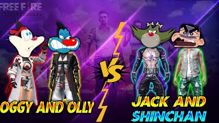 Oggy amp Olly Fight With Jack amp Shinchan  2 VS 2  Free fire  Oggy Minecraft  Triple Slot [upl. by Aciretahs]