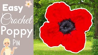 EASY 5 Minute Crochet Poppy Pin Pattern [upl. by Eilatan]