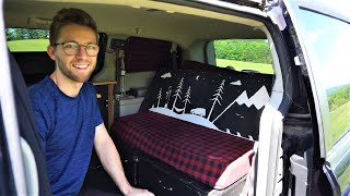 Engineer builds a campervan in a Dodge Grand Caravan  Solar electricity running water fridge [upl. by Camilla]