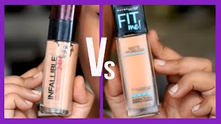 Maybelline Fit Me Vs Loreal Infallible foundation Delhi fashion blogger [upl. by Saidnac]