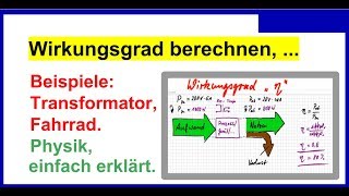 Wirkungsgrad berechnen einfach erklärt mit Beispielen Trafo Fahrrad Physik [upl. by Tutt915]