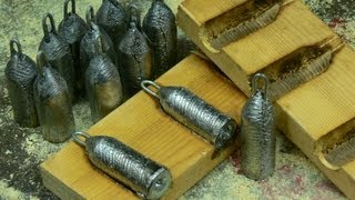 Making lead fishing weights in wooden moulds [upl. by Ahsaet]