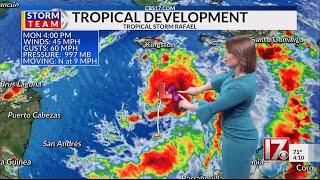 Tropical Storm Rafael forms Cat 2 hurricane possible [upl. by Yelwah]