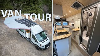 VAN TOUR  Transit Van Converted to Tiny Home for FullTime VAN LIFE [upl. by Marrin358]