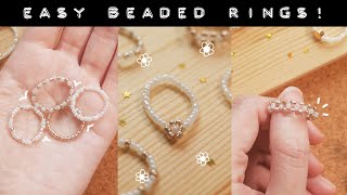 Easy DIY Beaded Rings  Minimal White amp Gold Set for Beginners [upl. by Spector]