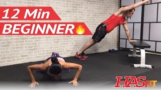 12 Min Beginner HIIT Workout without Equipment at Home  Easy Beginners Workout Routine Exercises [upl. by Burny]