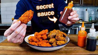 Super Crispy Chicken Wings That Stay Crispy 3 Wing Sauces [upl. by Litch109]