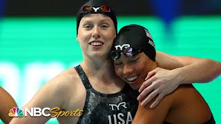 Team USA closes out historic Worlds with womens 4x100 medley gold  NBC Sports [upl. by Arraek]