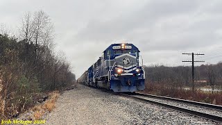 LSRC Y11914 w LSRC SD50s ’s 6354 and 6355 and LSRC GP40 4306  Busch Rd in Birch Run MI [upl. by Gertie]