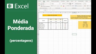 Como calcular média ponderada no excel percentagens [upl. by Suiremed]