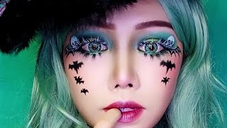 Halloween Makeup Ideas  Skull Bat Face Paint  60s Tutorial [upl. by Ahsiea]