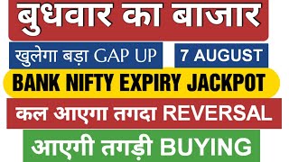 Bank Nifty Expiry Jackpot Nifty Prediction and Bank Nifty Analysis for Wednesday  7 August 2024 [upl. by Arnon]