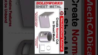 Creating Normal Cuts in Sheet Metal Component In SolidWorks Sheet Metal [upl. by Ferreby]