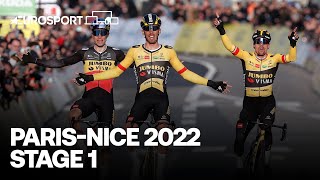 Magnificent  Christophe Laporte and JumboVisma Dominate at ParisNice Stage 1  Eurosport [upl. by Eetsim]