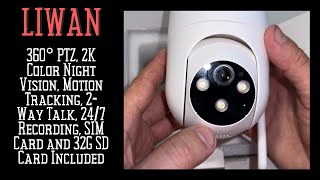 LIWAN 4G LTE Cellular Security Camera Wired Outdoor No WiFi Needed 360° PTZ 2K Color Night Vision [upl. by Karla]