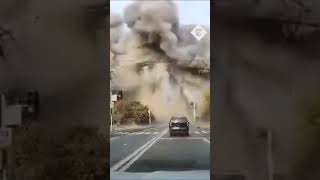 Dashcam captures major explosion after Russian missile strike in Dnipro [upl. by Lovash]