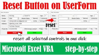 Create reset button on UserForm [upl. by Gerk42]