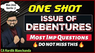 Most Imp Questions of Issue of Debentures  One Shot Class 12 Accounts  CA Hardik Manchanda [upl. by Sacci]