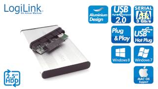 LogiLink UA0041A USB20 Alüminyum 25quot SATA HDD Kutusu Gümüş [upl. by Chasse598]