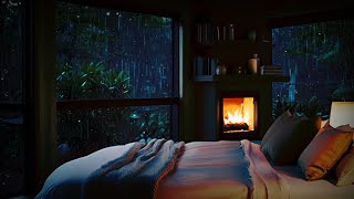 Rain in Cozy Cabin With Warm Fireplace and Gentle Rain on Lakeside to Relaxation and Sleeping 2 [upl. by Samp]