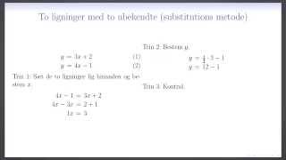 Tal og Ligninger L3  Løsning af to ligninger med to ubekendte ved substitution [upl. by Iasi]