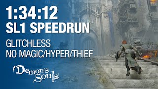 Demons Souls 13412 RTA 12919 IGT SL1 Speedrun Glitchless All Bosses No HyperThiefMagic [upl. by Yedsnil]