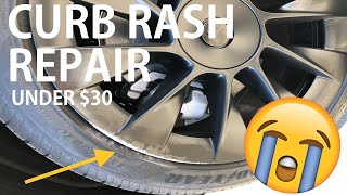 Tesla Model Y Curb Rash Repair  20” Induction Wheels  DIY [upl. by Diley504]