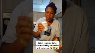 Babys reaction as momma drinks her cereal baby mother shorts [upl. by Simmie509]