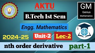 Unit2  Lec2  Calculus  nth order derivative  Part1  diff calculus [upl. by Ayitahs]