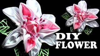 DIY ribbon flowers kanzashi flower how to make flower making tutorial [upl. by Reham201]