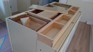 How to build and make a double sided kitchen island from wall cabinets  Diy Kitchen island ideas [upl. by Vidda937]