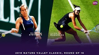 Barbora Strycova vs Garbiñe Muguruza  2018 Nature Valley Classic Round of 16  WTA Highlights [upl. by Pathe]